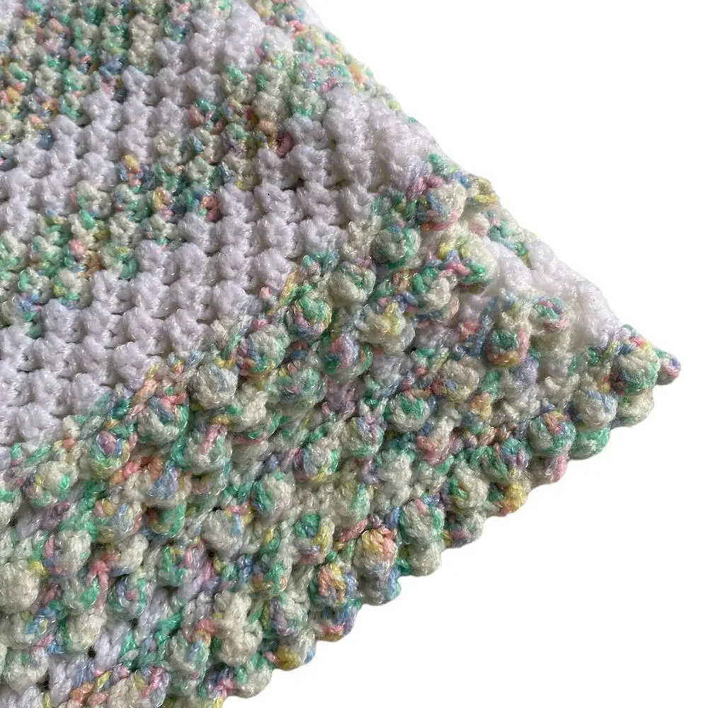 Baby Blanket Knit or Crocheted Handmade Small Lap Throw Sweet and Cozy